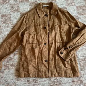 Men’s Zara Brown Linen- Like Utility Jacket